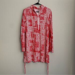 Ibkul 3/4 Zip Long Sleeve Cinchable Tunic Top